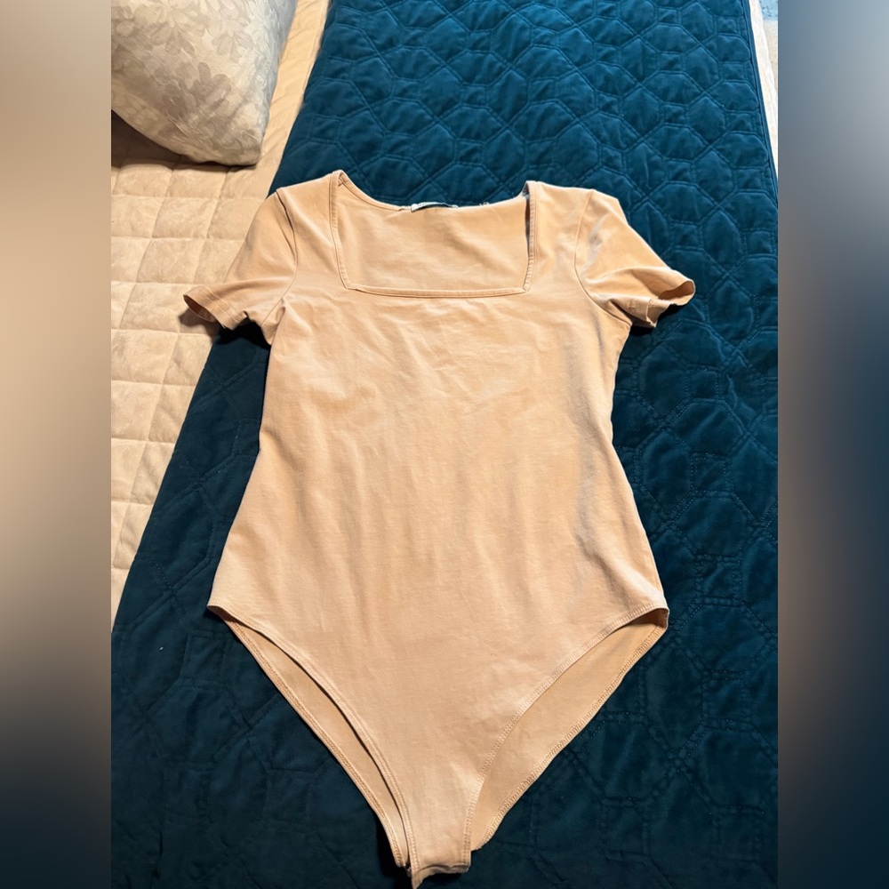 Beige Square Neck Bodysuit